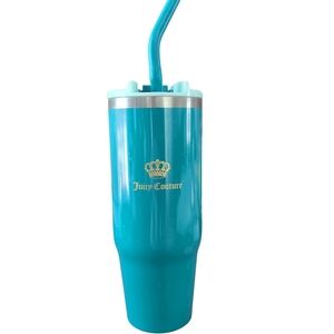 Juicy Couture Travel Tumbler With Straw Blue/Teal